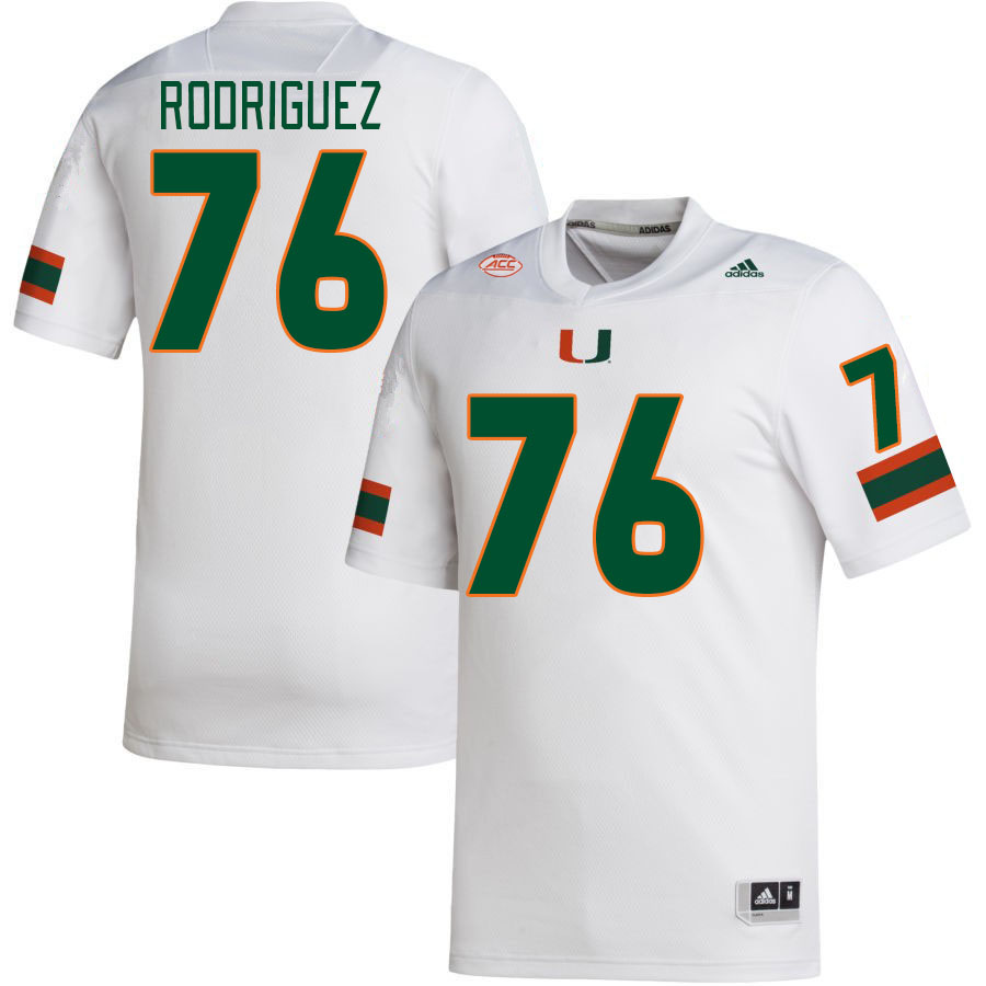 Men #76 Ryan Rodriguez Miami Hurricanes College Football Jerseys Stitched-White